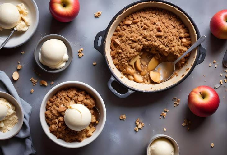 Delectable Apple Crumble with Cinnamon and Ice Cream