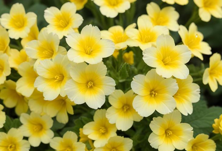 Delicate Yellow Primrose Blossoms Captured in Stunning Close Up