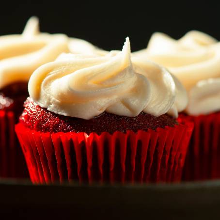 Delicious Bakery Sweets Closeup Apple Pie, Cookies, Cream Puff, Red Velvet Cake, Cupcake Collection