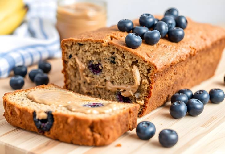 Delicious Banana Bread with Nut Butter and Blueberries