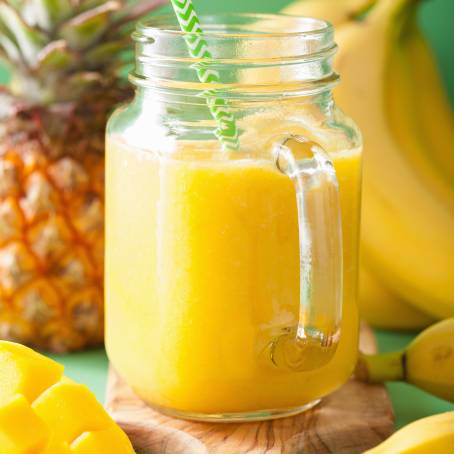 Delicious Banana Smoothie in Mason Jars for Breakfast