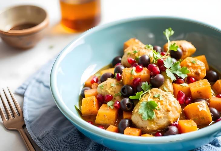 Delicious Chicken and Pumpkin Tagine with Olives and Pomegranate for a Cozy Dinner