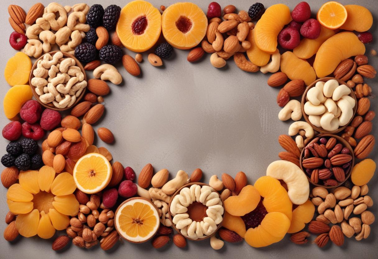 Delicious Composition Featuring an Assortment of Dried Fruits and Nuts Perfect for Healthy Snacking