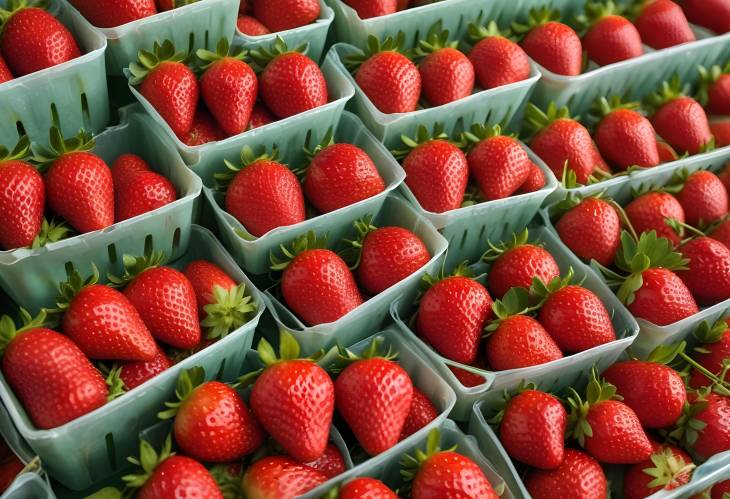 Delicious Fresh Strawberries with Green Stems Harvest Display