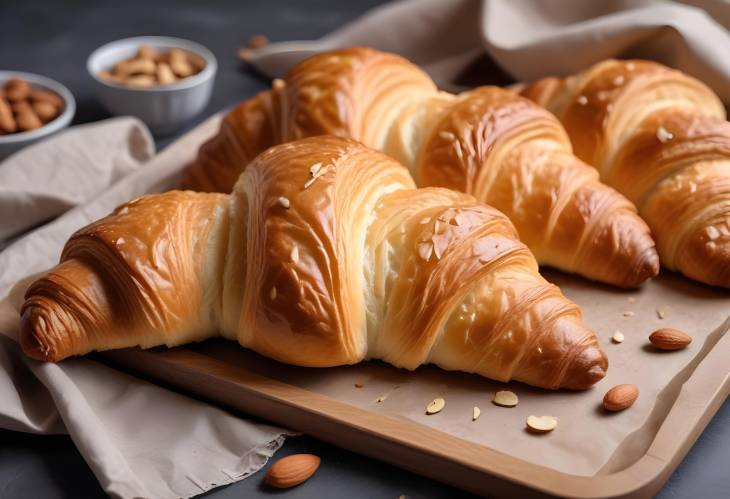 Delicious Freshly Baked French Croissant with Almonds Perfect for a Luxurious Breakfast