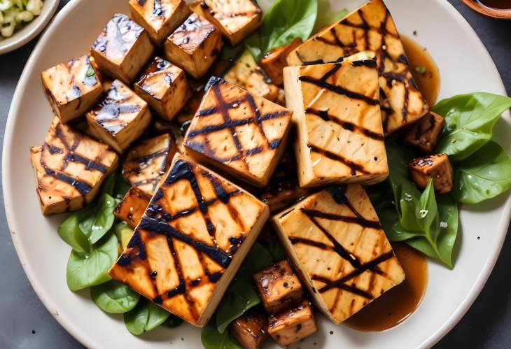 Delicious Grilled Marinated Tofu on a Plate Perfect for a Healthy Plant Based Meal