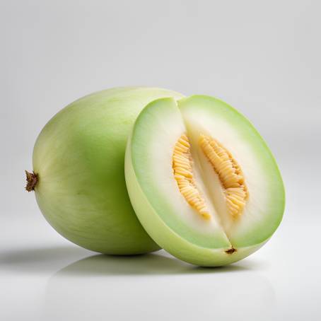 Delicious Japanese Honeydew Melon Juicy and Fresh on a White Background