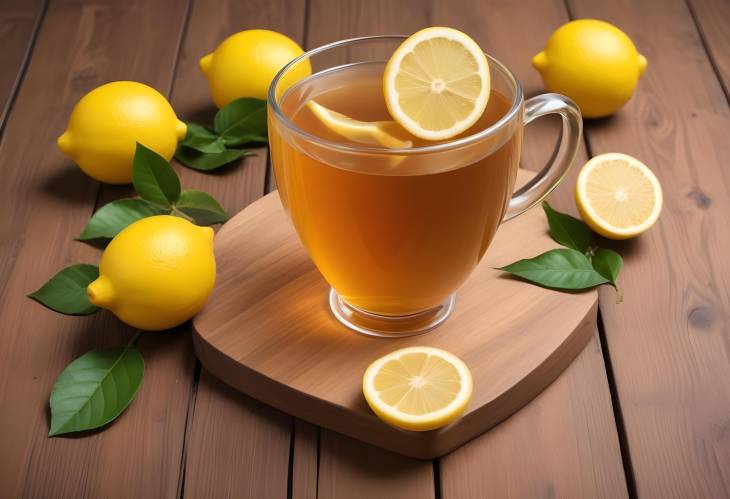 Delicious Lemon Tea on a Warm Wooden Table Perfect for a Relaxing Moment