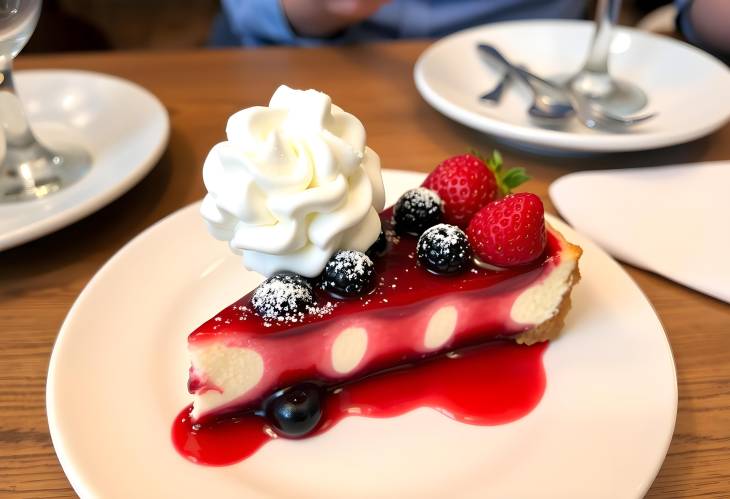 Delicious slice of Basque burnt cheesecake with berries, a rich and popular dessert