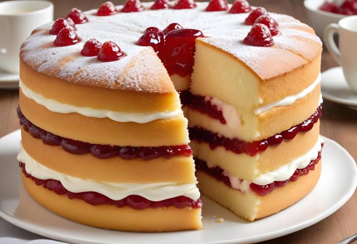 Delicious Victoria Sponge  Fluffy Sponge Cake with Rich Jam and Cream Filling