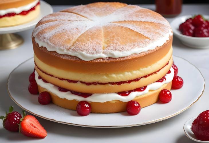 Delicious Victoria Sponge Light and Fluffy Cake with Jam and Cream