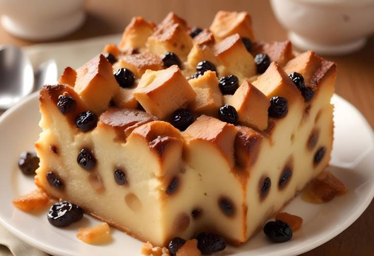 Delightful Bread Pudding Sweet and Spicy Dessert with Raisins, Stale Bread, and Warm Spices,