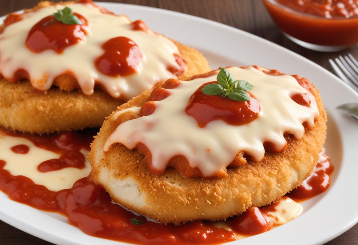 Delightful Chicken Parmesan Breaded Chicken Cutlets with Marinara Sauce and Cheese Melt