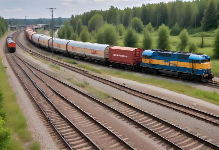 Delivery Wagons on Freight Train Passing Through the Station