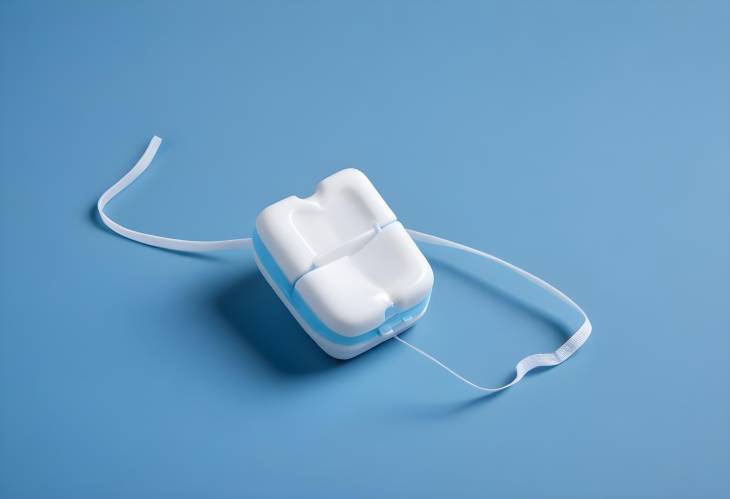 Dental Floss Against a Soft Blue Background with Copy Space for Notes