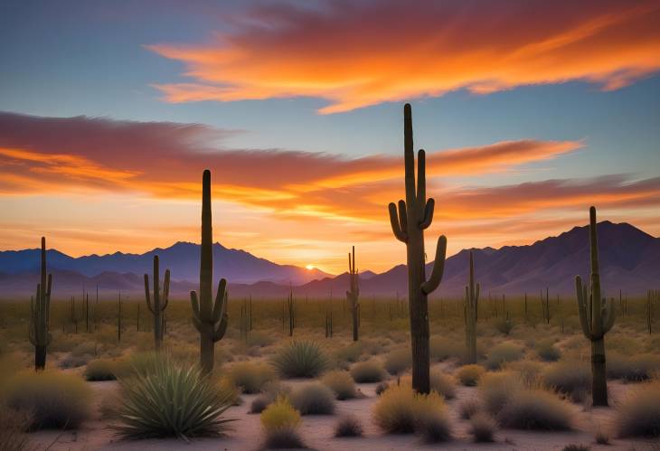 Desert Serenity Saguaro Silhouettes at Sunset