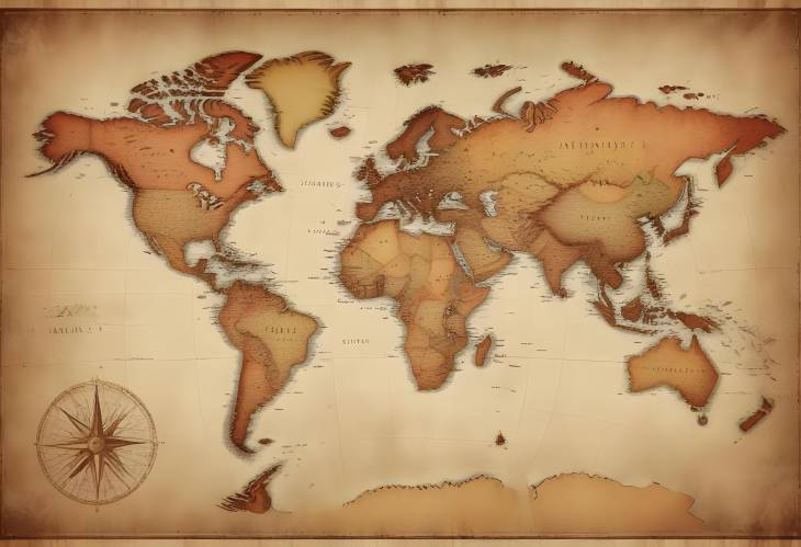 Detailed Antique World Map with Vintage Texture and Historical Charm