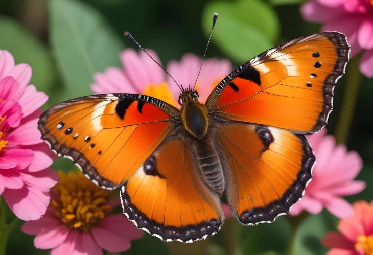 Detailed Close Up of a Butterfly on a Bright Flower Showcasing Delicate Wings and Bright Colors