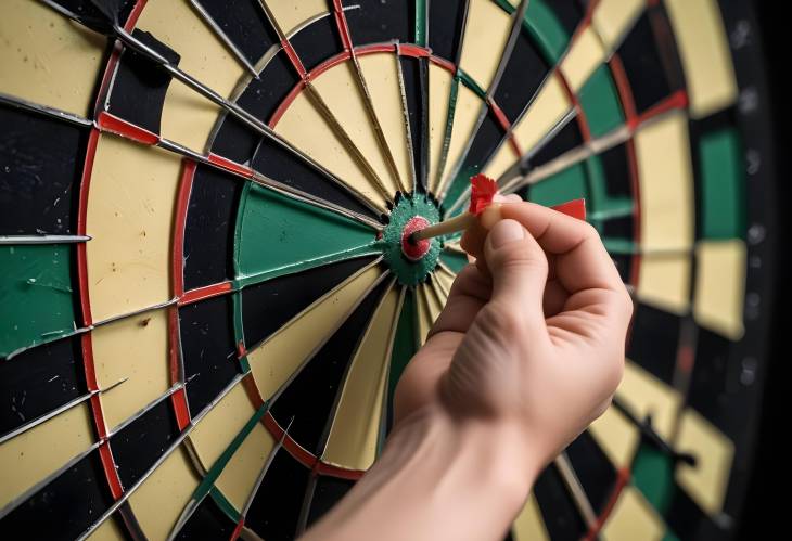 Detailed Close Up of a Dart in a Human Hand The Precision of Expert Throwing