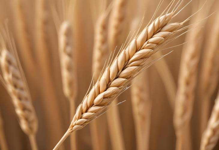 Detailed Close Up of Dry Wheat Stem Macro Photography of Wheat Grain