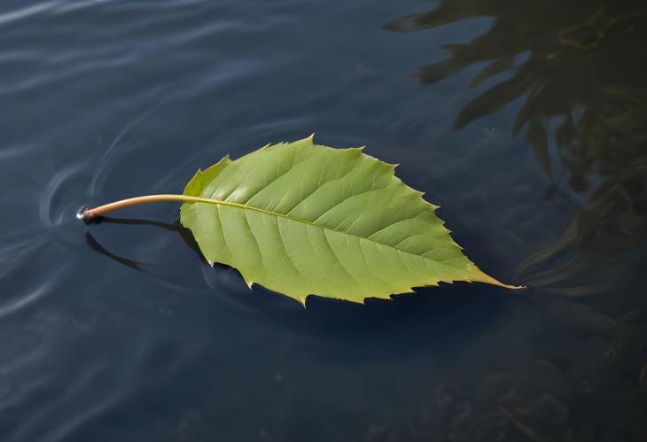 Detailed Close Up of Single Leaf on Water Natures Simple Beauty