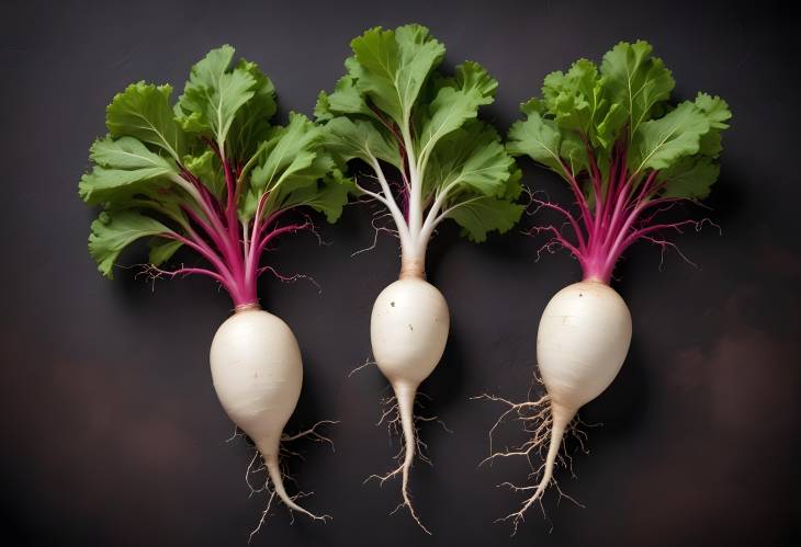 Detailed Close Up of Two Isolated Horseradish Roots Fresh Organic Vegetables on White Background