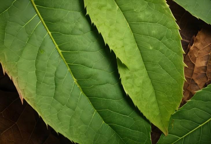 Detailed CloseUp of Green Leaf with Macro Texture