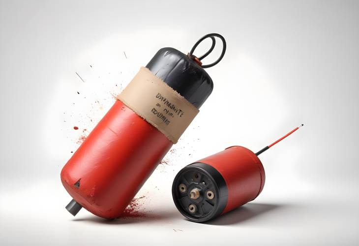 Detailed Isolated Dynamite Bomb with Timer on White Background Perfect for High Resolution Shots