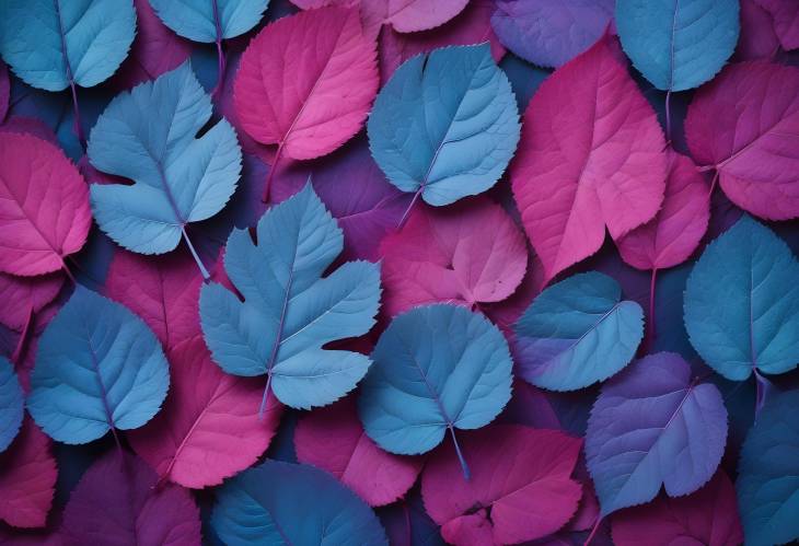 Detailed Macro of Blue and Purple Pink Leaves