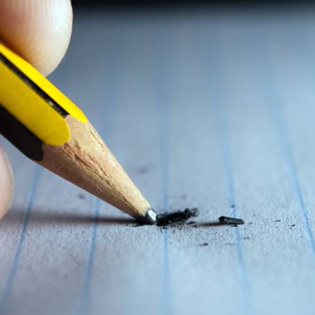 Detailed Macro of Broken Wooden Pencil Tip with Graphite on Red Background