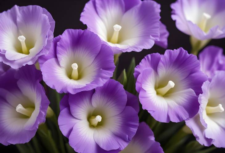 Detailed Macro Shot of Violet Eustoma Flowers Featuring Rich Petal Colors and Texture