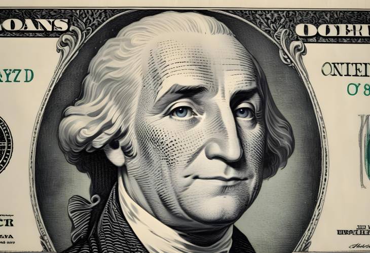 Detailed Macro View of George Washingtons Face on One Dollar Bill  US Currency