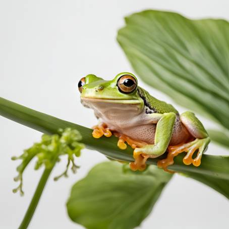 Detailed Tree Frog Isolated on White Background Nature Close Up Photography