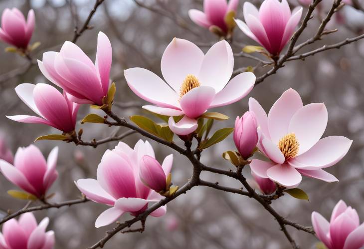 Detailed View of Magnolia  Soulangeana Blossoms Saucer Magnolia Hybrid