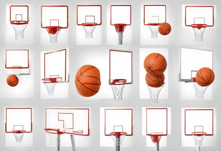 Different Angles of Basketball Hoops Collage Isolated on White Background A Comprehensive View