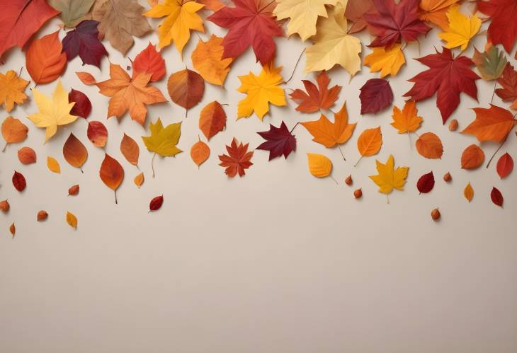 Different Autumn Leaves in Motion on Beige Grey Background  Fall Aesthetics and Colors