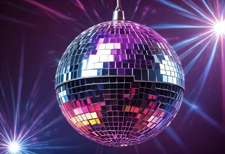 Disco Ball Close Up Shimmering Lights and Reflections for a Vibrant Party Atmosphere