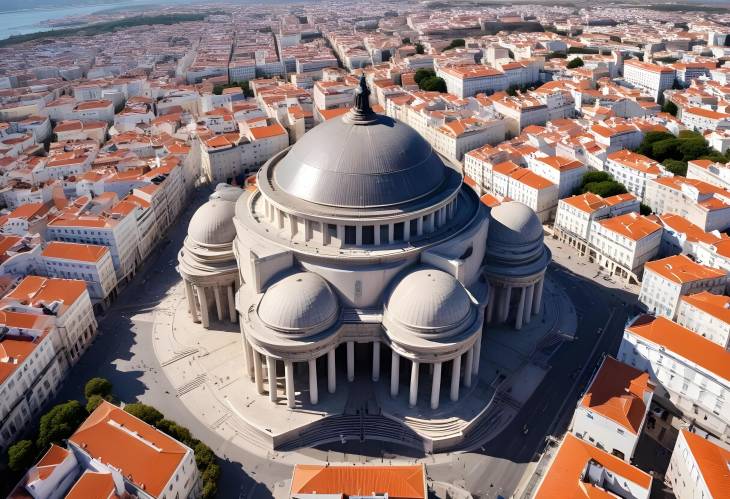 Discover Lisbons National Pantheon from Above Aerial View of Historical Architecture