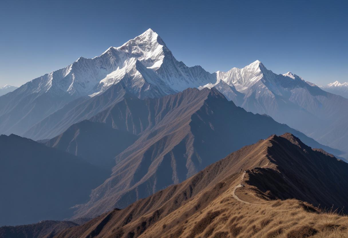 Dramatic View of Fishtail Mountain Range from Mardi Himal Trek, Kaski, Nepal