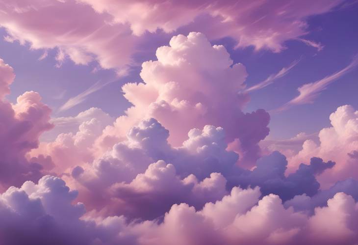 Dreamy Pastel Clouds Soft Pink and Purple Hues in a Serene Sky