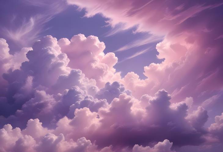 Dreamy Pastels Pink and Purple Cloudscape in a Soft Horizon