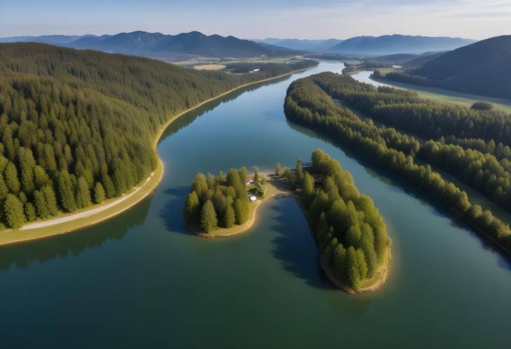 Drone Aerial View of Sylvenste in speicher Captivating River and Lake in Bavaria