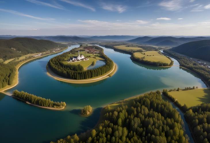 Drone Panorama of Sylvensteinspeicher Lake in Bavaria Breathtaking Aerial Views of River and Lake