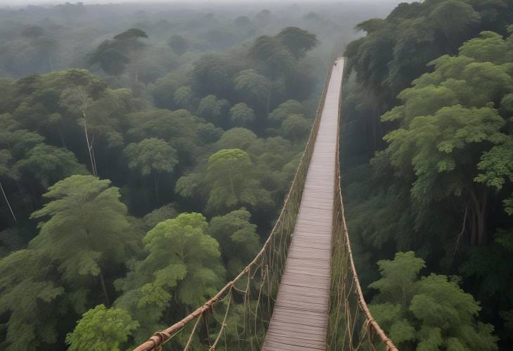 Drone View of Walkway in Ghanas Rainforest Pathway Stretching into the Horizon