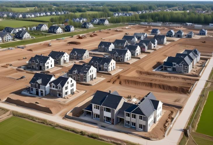 Dutch Suburban Area Construction Modern Family Homes in New Residential Development