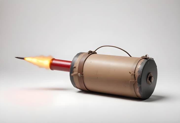 Dynamite Bomb with Timer Isolated on White Background Close Up of Explosive Device