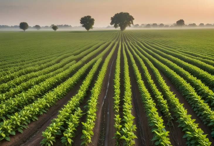 Early light over soy fields promoting sustainable farming and crop health Tags early light