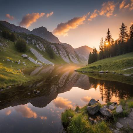 Early Morning Glow Over Polands Famous Mountain Pond