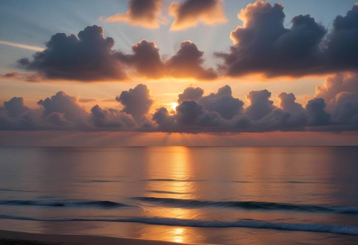 Early Morning Sunrise Over the Sea with Clouds  Serene Coastal View