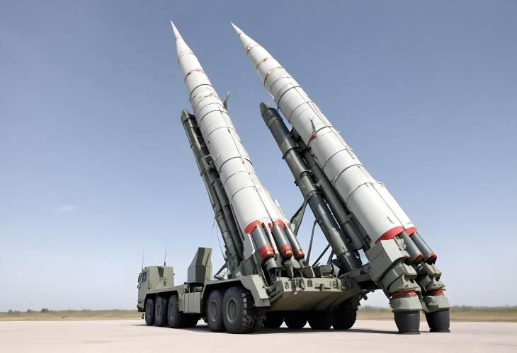 Earth Air Missile Launcher with Four Rockets Ready for Air Defense